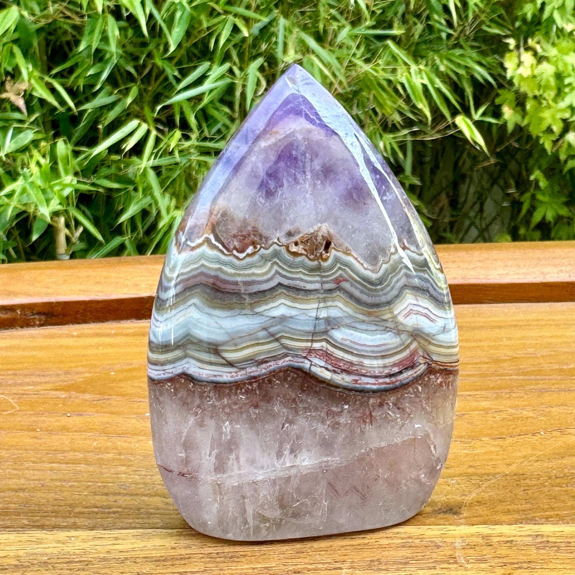 Améthyste et agate dentelle mexicaine forme goutte pierre semi precieuse