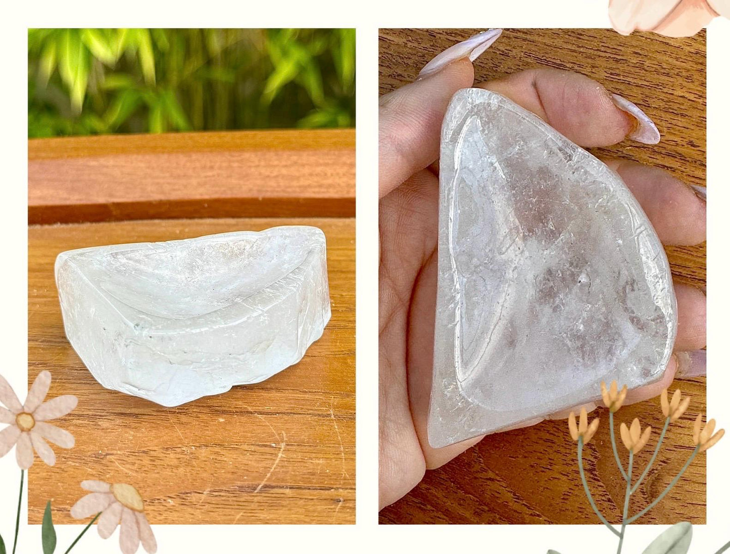 Coupelle forme irrégulière en quartz cristal de roche - support pour les bijoux