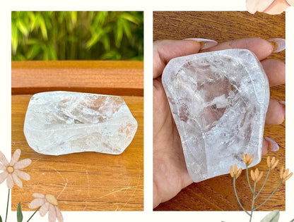 Coupelle forme irrégulière en quartz cristal de roche - support pour les bijoux