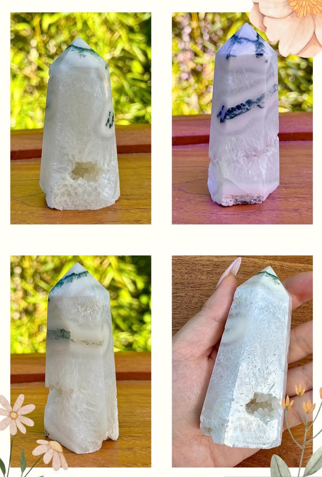 Tour en agate mousse pierre naturelle semi précieuse