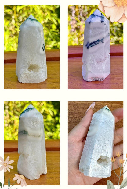 Tour en agate mousse pierre naturelle semi précieuse