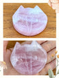 Petite coupelle tête de chat en quartz rose - support pour les bijoux