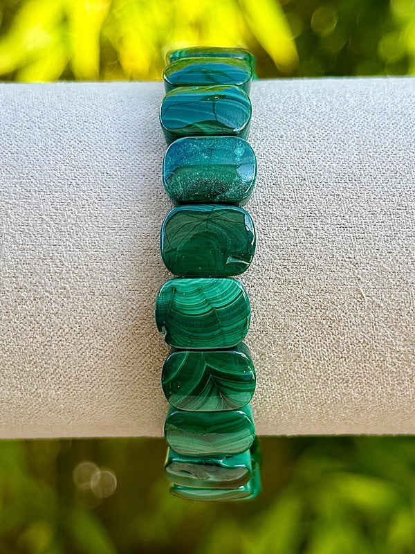 Bracelet jonc souple en malachite pierre semi précieuse