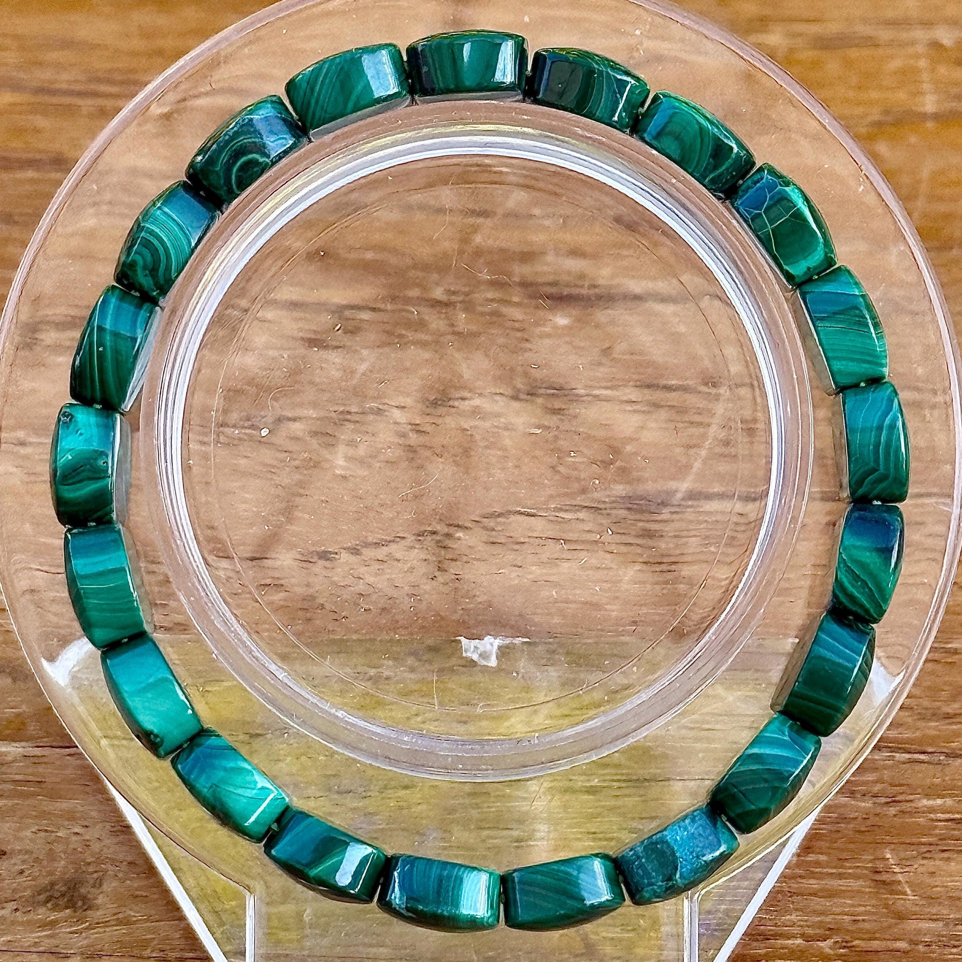 Bracelet jonc souple en malachite pierre semi précieuse