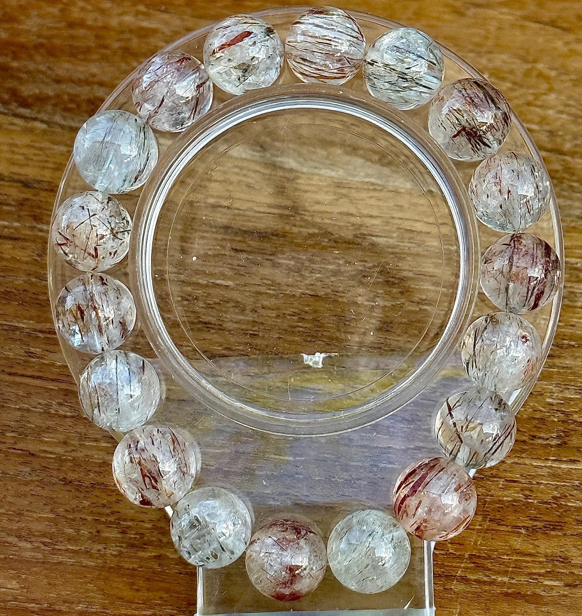 Bracelet en quartz rutile cuivre rouge pierre semi précieuse