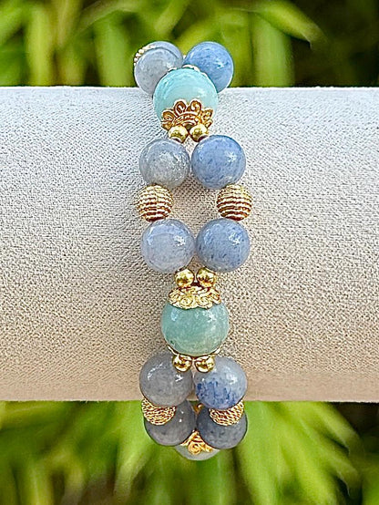 Bracelet en aventurine bleue et amazonite pierre semi précieuse