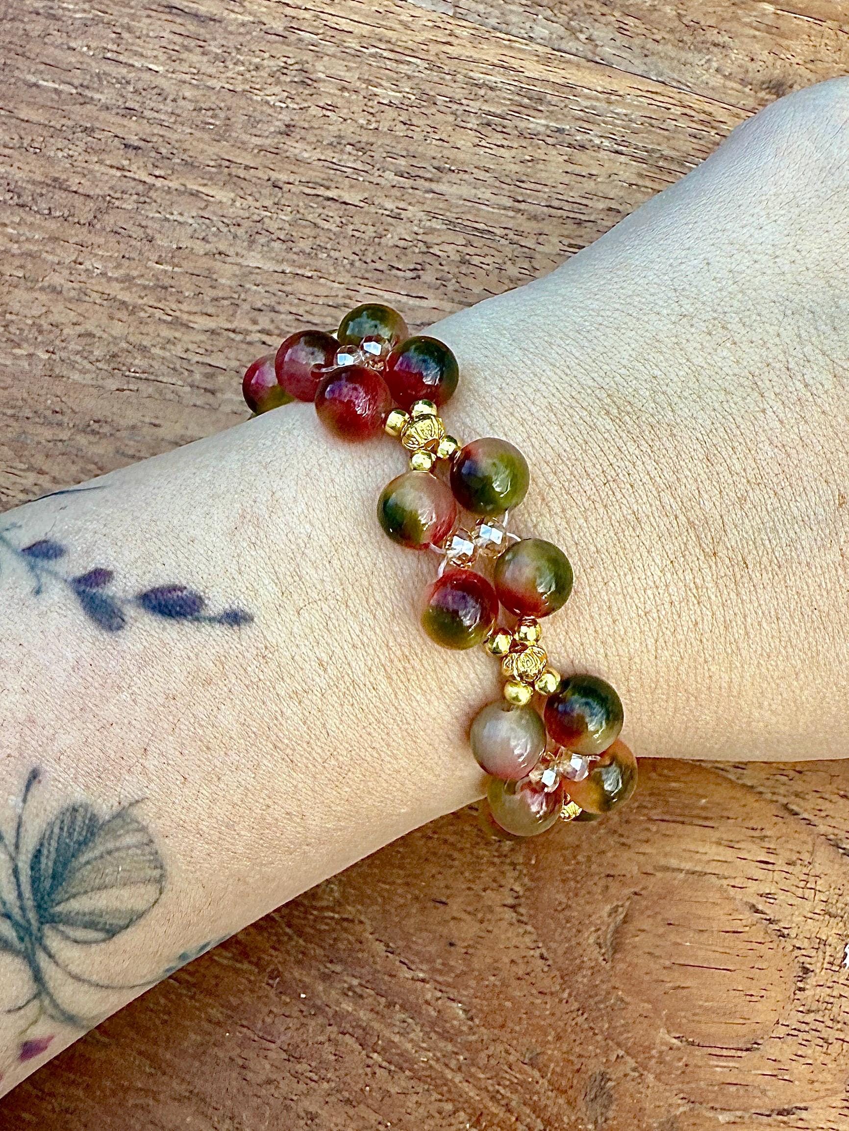 Bracelet croisé agate pierre semi précieuse - Creation by L