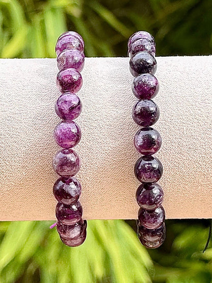 Bracelet en lepidolite ou mica pourpre pierre semi précieuse