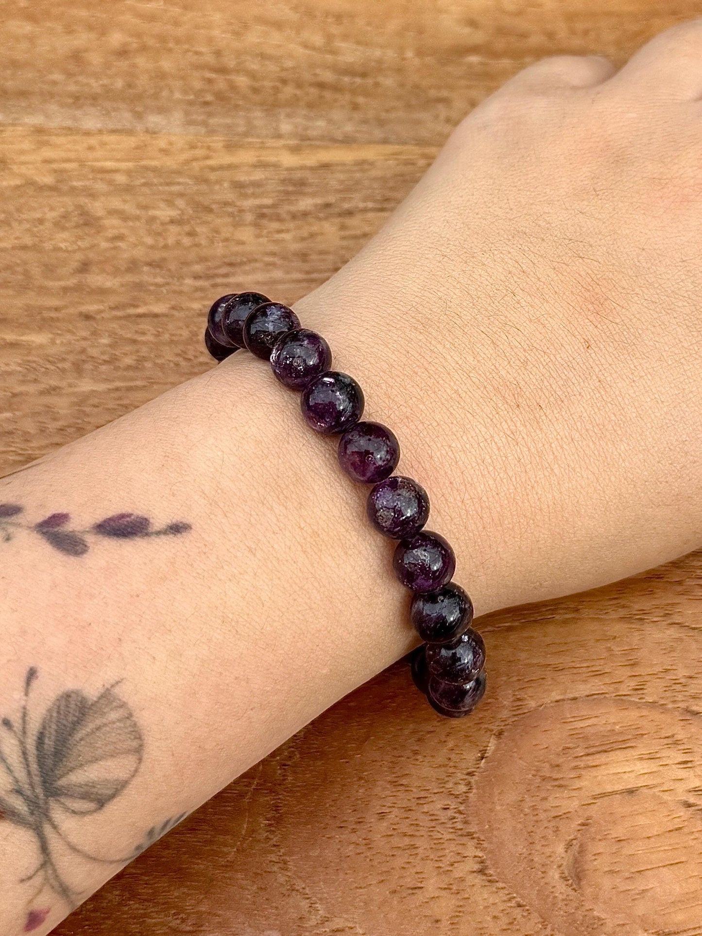 Bracelet en lepidolite ou mica pourpre pierre semi précieuse