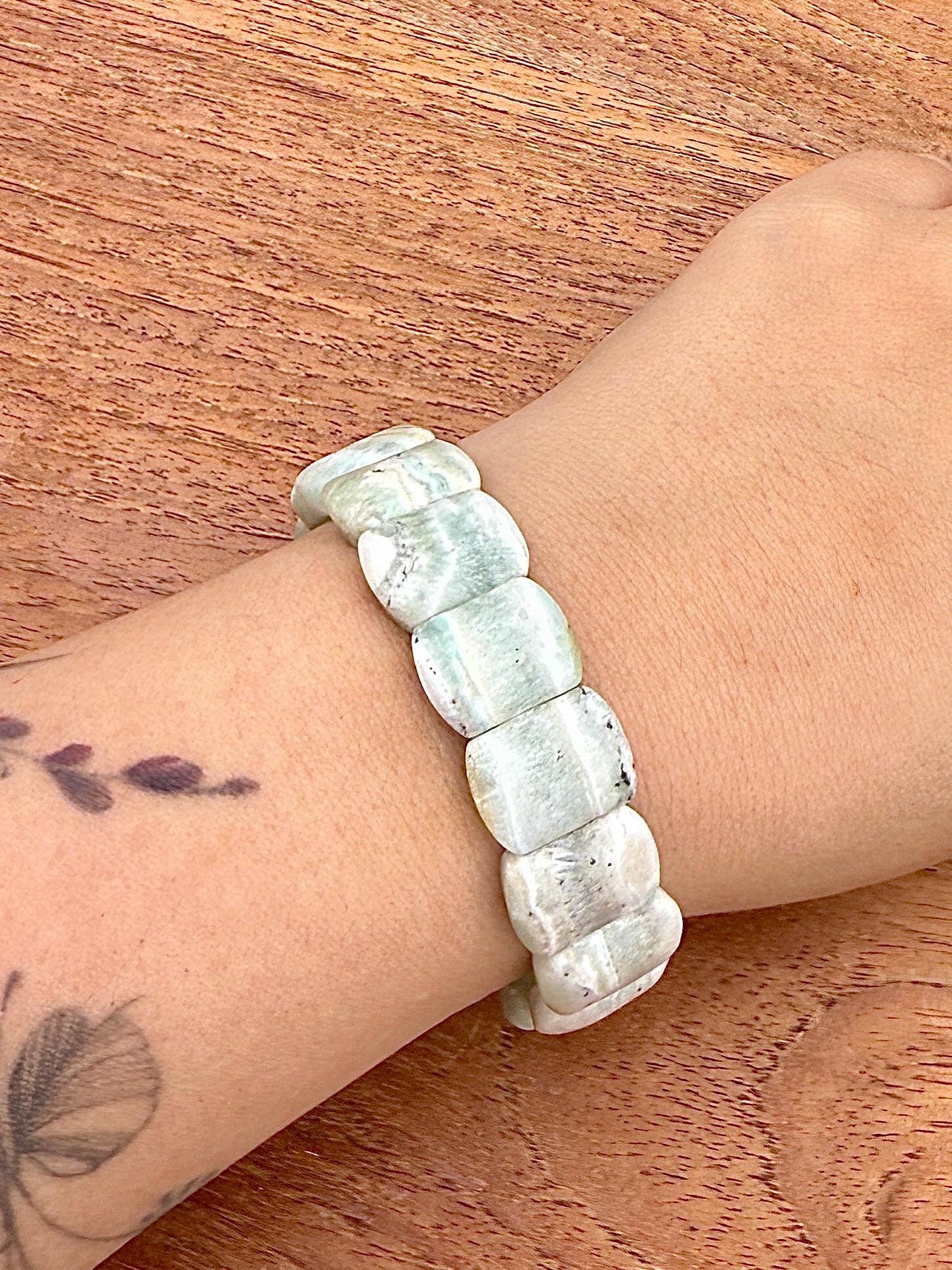 Bracelet jonc souple en hemimorphite pierre naturelle semi précieuse