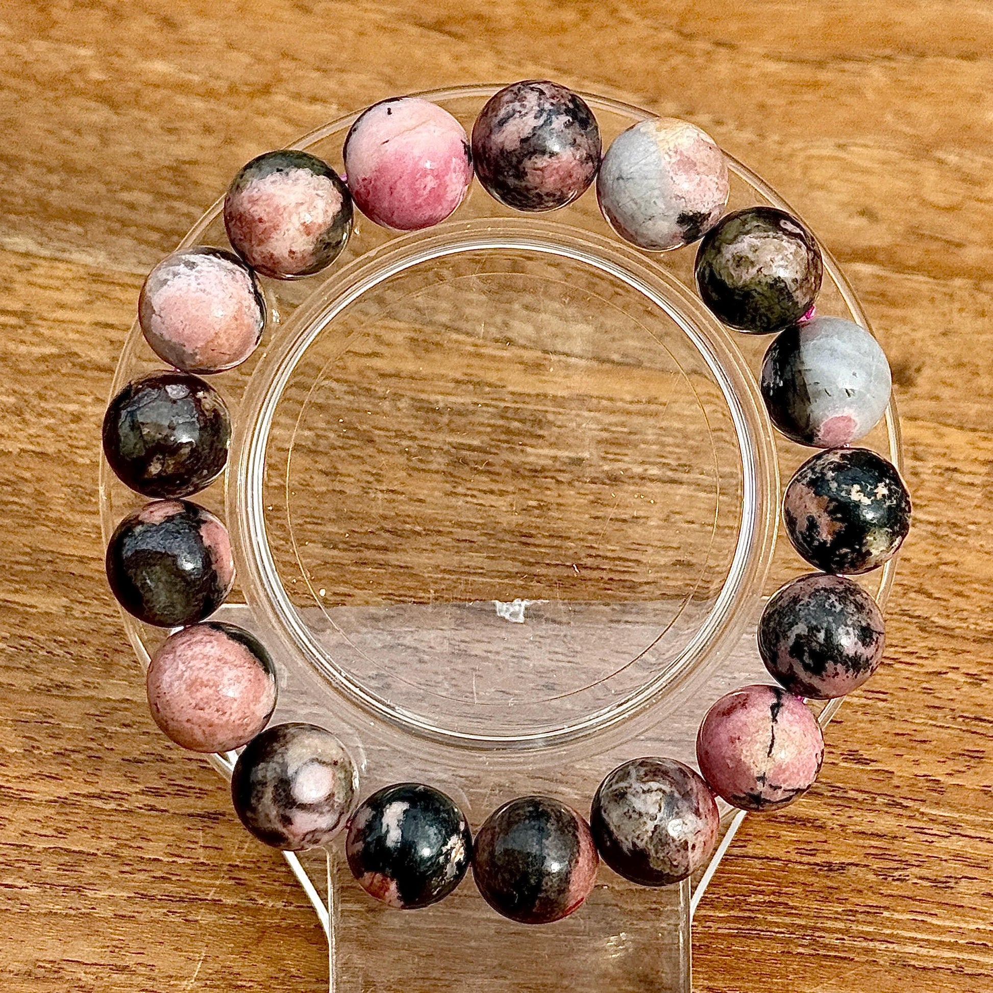 Bracelet en rhodonite noire pierre semi précieuse