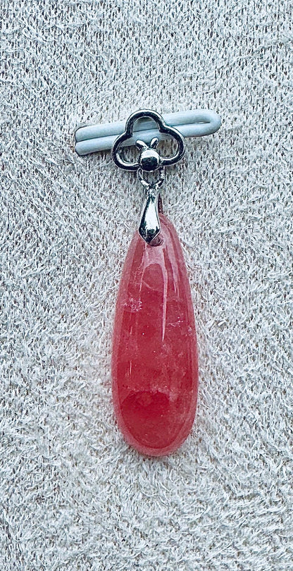 Pendentif en rhodochrosite naturelle semi précieuse et argent