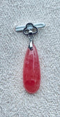 Pendentif en rhodochrosite naturelle semi précieuse et argent