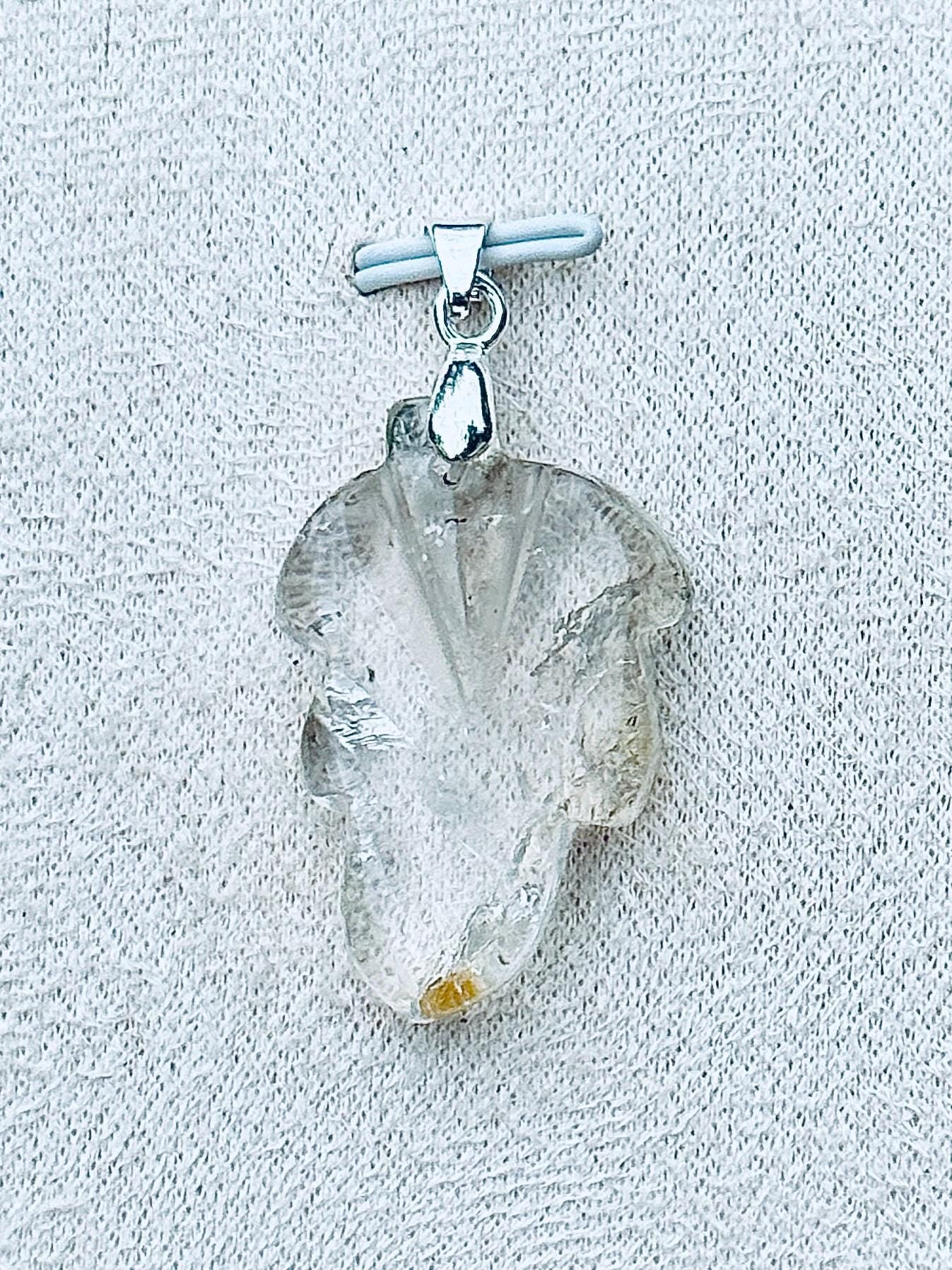 Pendentif feuille en lodolite - quartz jardin pierre naturelle semi précieuse