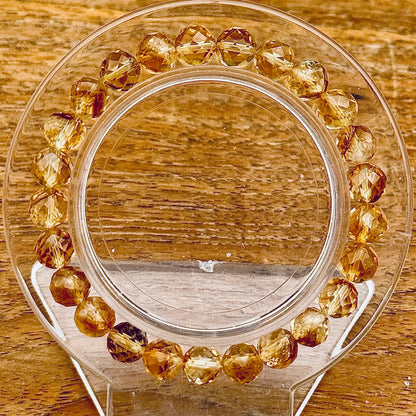 Bracelet en perles rondes facettées en citrine pierre semi précieuse