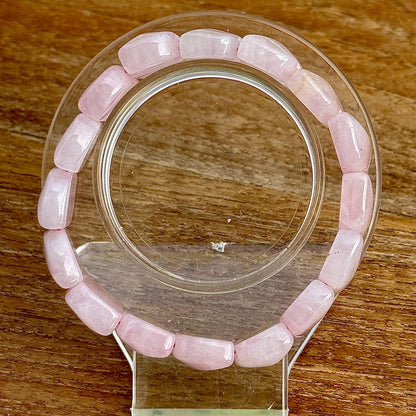 Bracelet jonc souple en quartz rose pierre semi précieuse