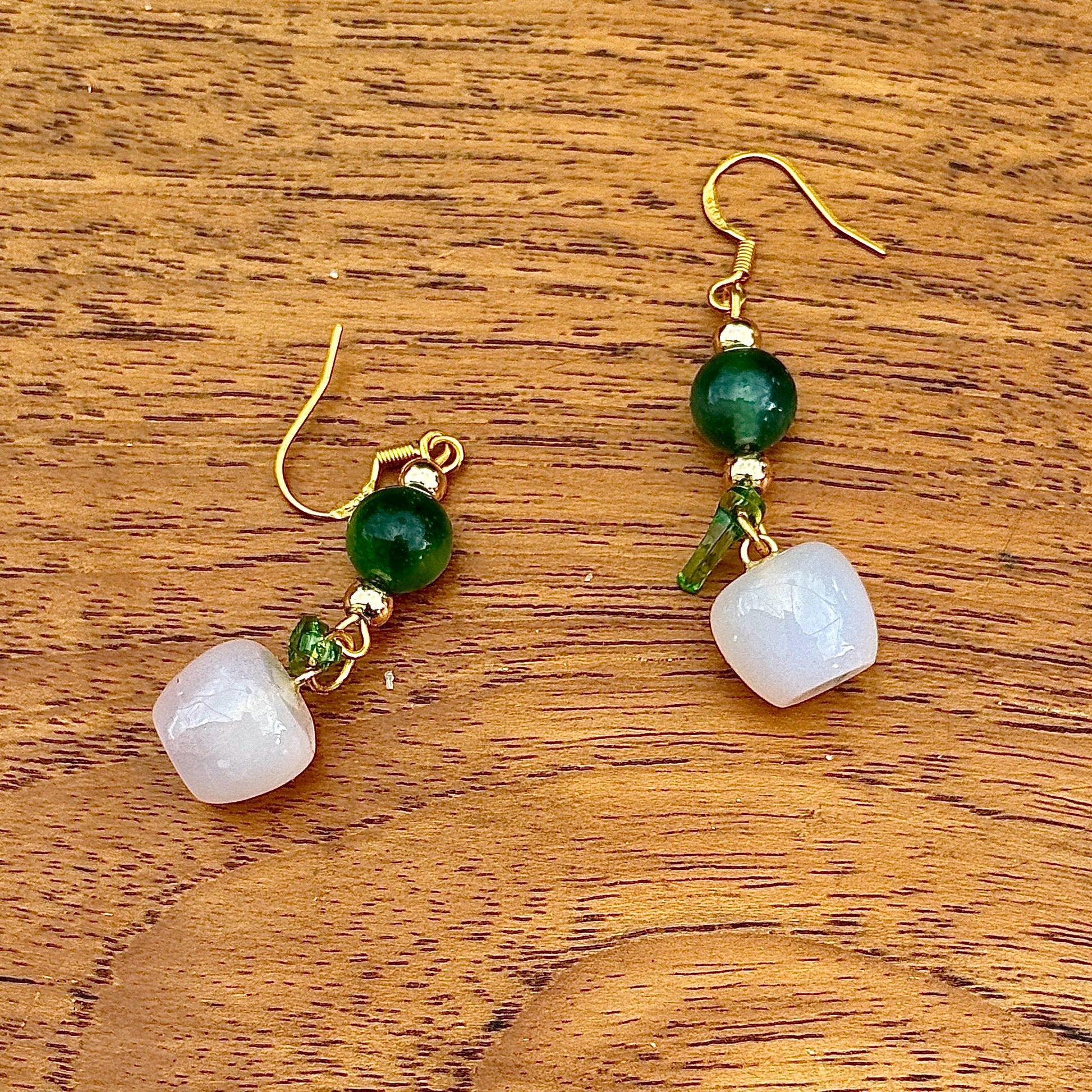 Boucle d’oreille pomme agate pierre semi précieuse - Creation by L