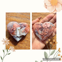 Coeur en agate/calcédoine rose pierre naturelle semi précieuse