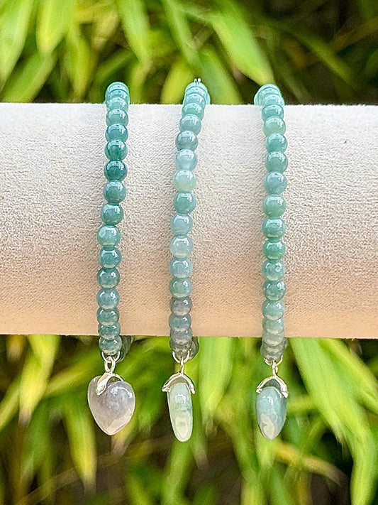 Bracelet en jade pendent cœur pierre naturelle semi précieuse