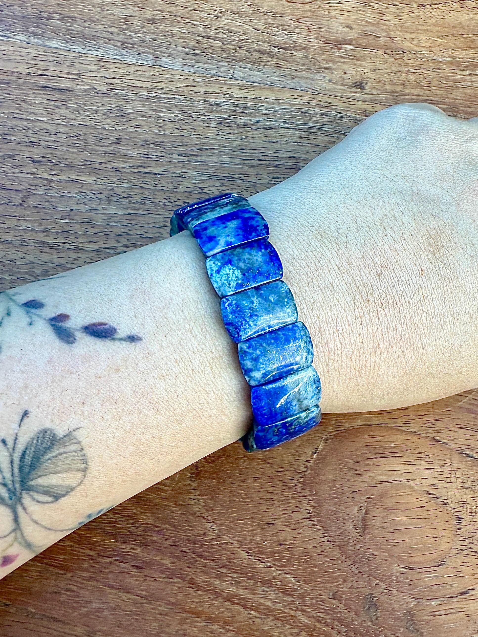 Bracelet jonc souple en lapis lazuli pierre semi précieuse