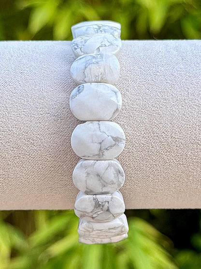 Bracelet jonc souple en howlite facetté pierre semi précieuse