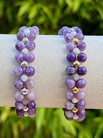 Bracelet en mica violet pierre semi précieuse - Creation by L