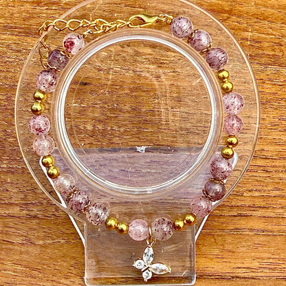 Bracelet en quartz fraise pierre semi précieuse