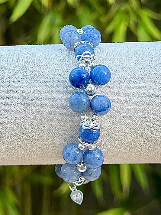 Bracelet en aventurine bleue pierre semi précieuse