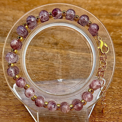 Bracelet en quartz fraise pierre semi précieuse