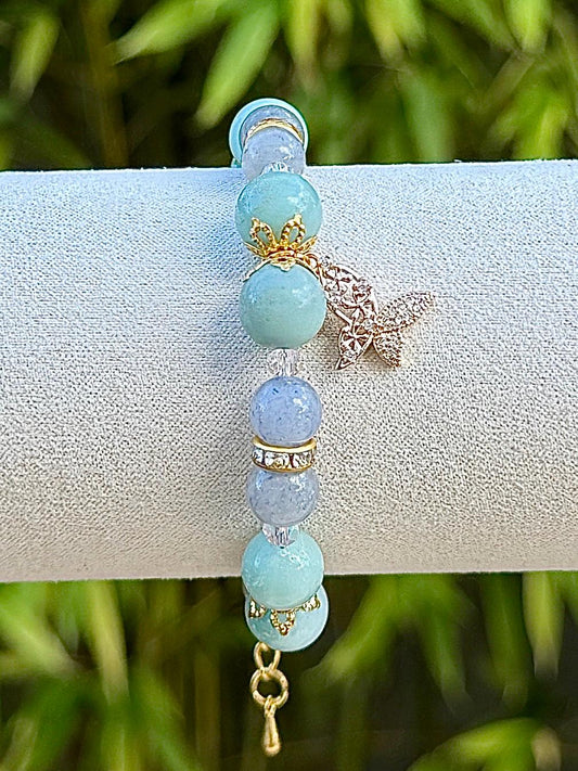 Bracelet en aventurine bleue et amazonite pierre semi précieuse