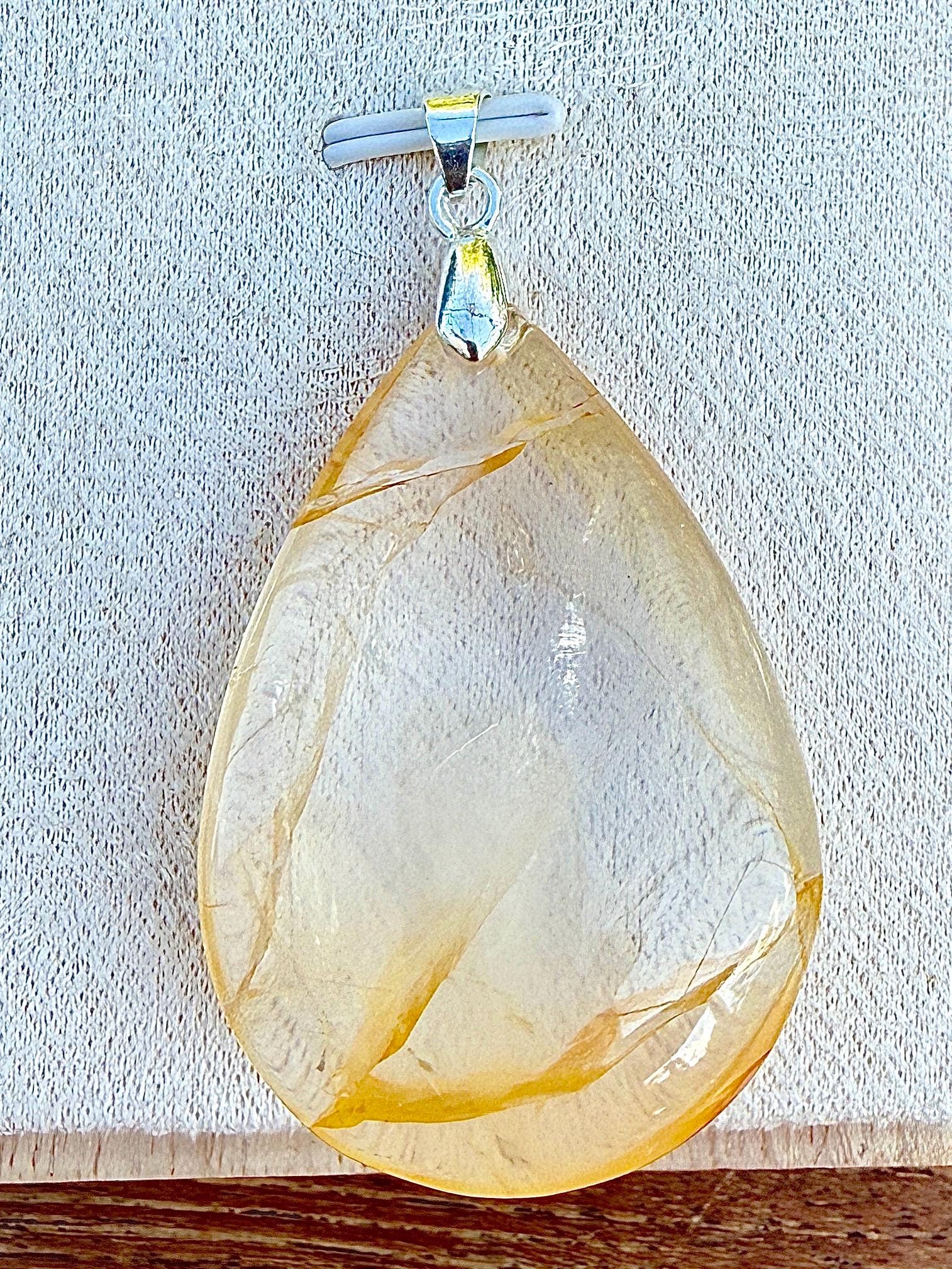 Pendentif en quartz hematoide - golden healer pierre naturelle semi précieuse