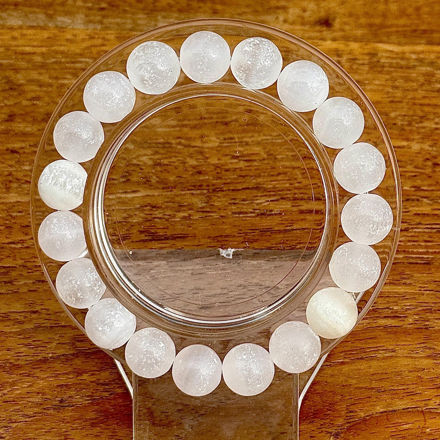 Bracelet perles rondes en calcite rose pierre semi précieuse