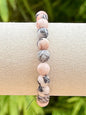 Bracelet en jaspe zèbre rose pierre semi précieuse