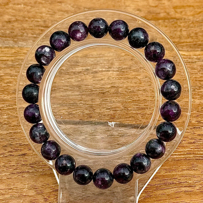 Bracelet en lepidolite ou mica pourpre pierre semi précieuse