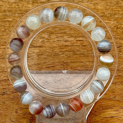 Bracelet perles rondes en agate a bande pierre semi précieuse