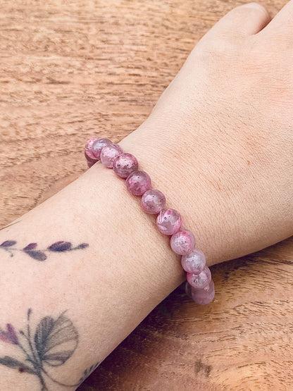 Bracelet en rhodonite fleur de cerisier pierre semi précieuse