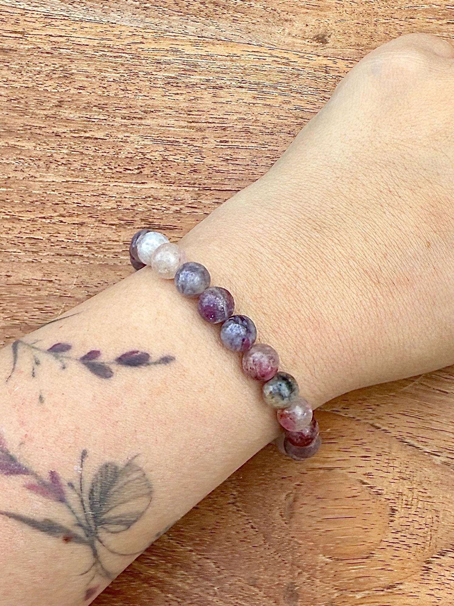 Bracelet en tourmaline fleur pierre naturelle semi précieuse