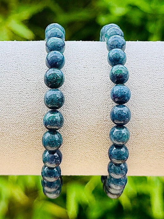 Bracelet en rubis zoisite bleue pierre naturelle semi précieuse