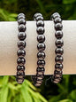 Bracelet perles rondes en hématite pierre semi précieuse