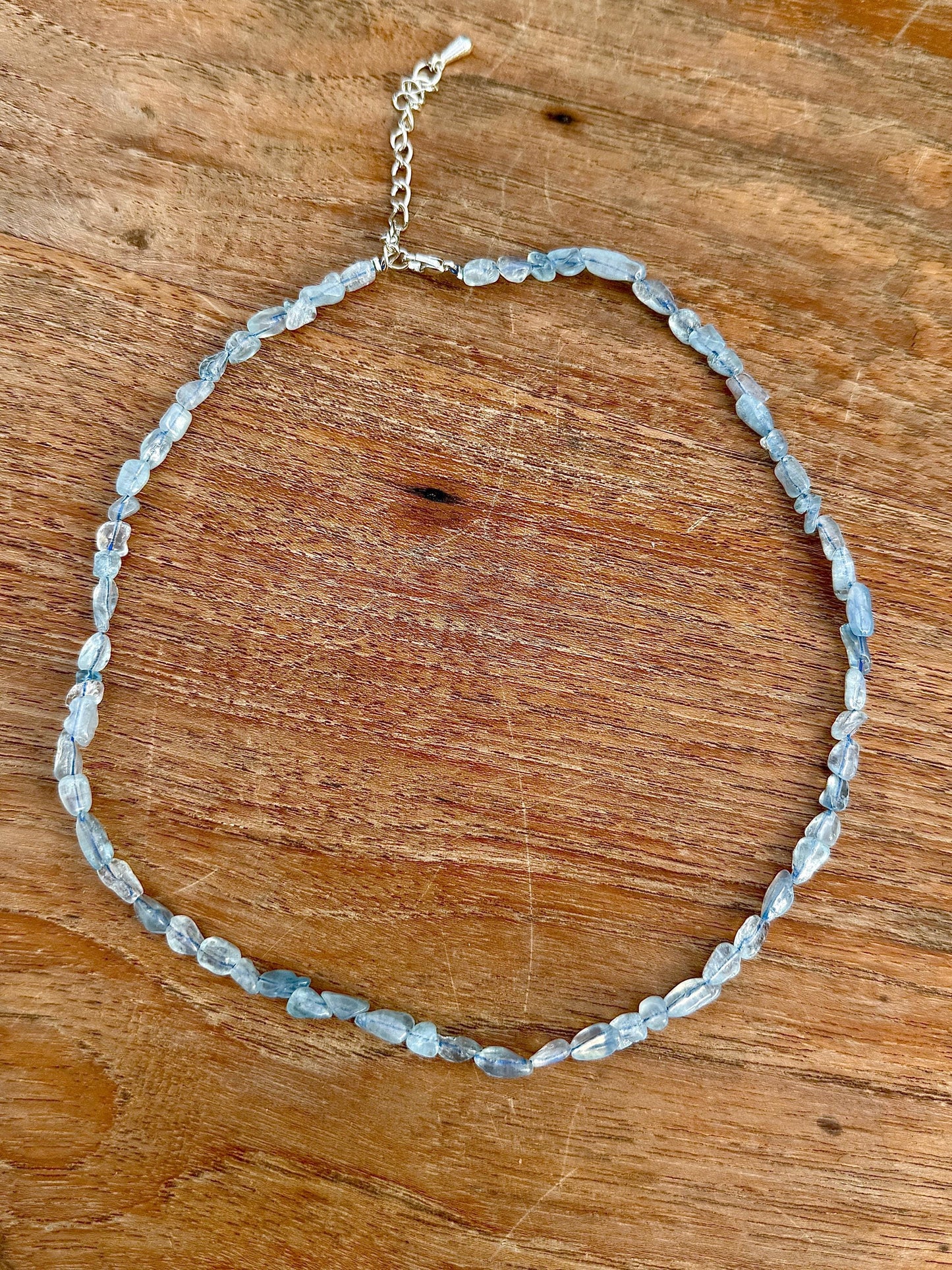 Collier en aigue marine pierre naturelle semi précieuse