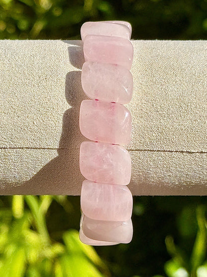 Bracelet jonc souple en quartz rose pierre semi précieuse