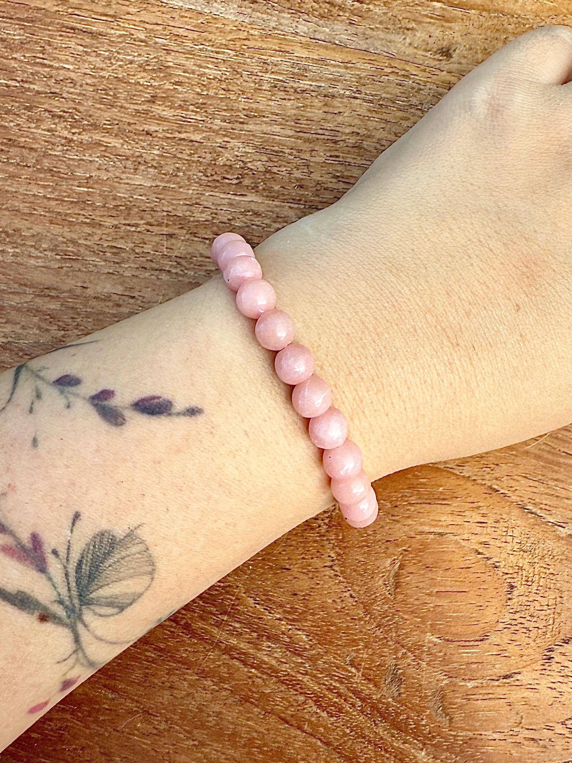 Bracelet en opale rose pierre naturelle semi précieuse