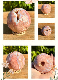 Sphère en agate/calcédoine rose pierre semi précieuse