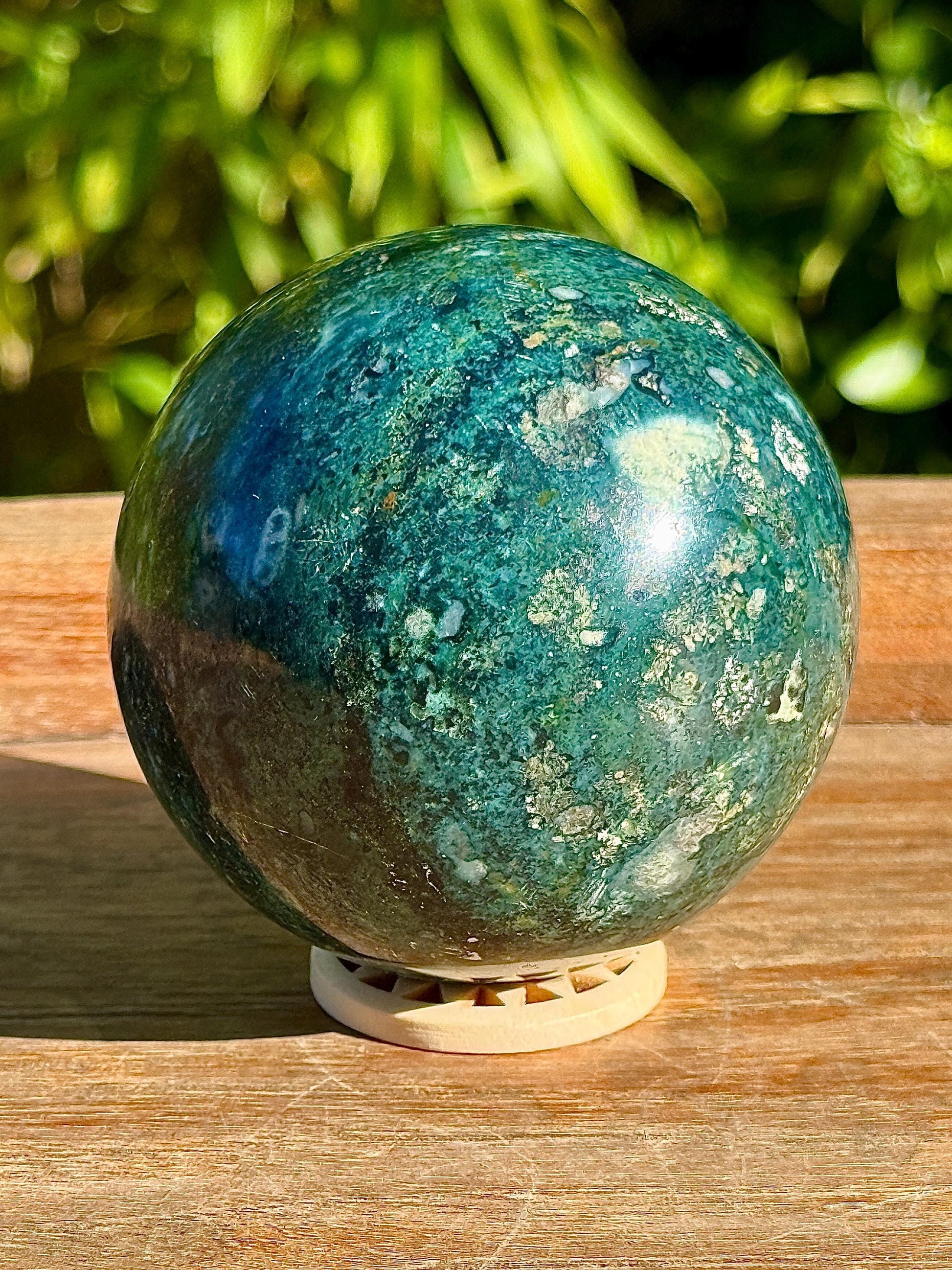Sphere en jaspe bleu pierre naturelle semi précieuse