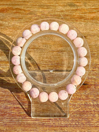 Bracelet en kunzite perle ronde pierre naturelle semi précieuse