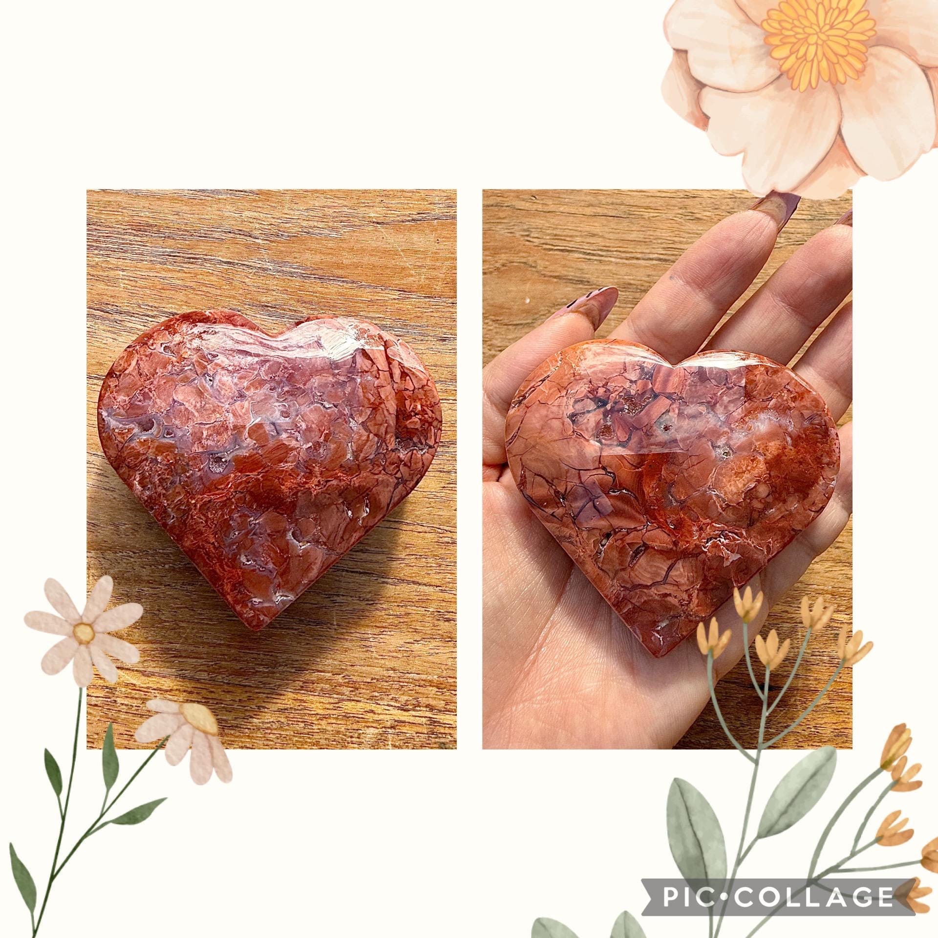 Coeur en agate/calcédoine rose pierre naturelle semi précieuse