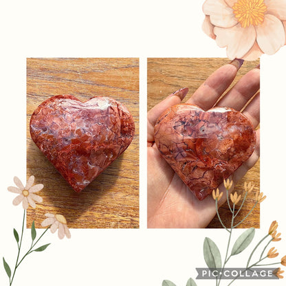Coeur en agate/calcédoine rose pierre naturelle semi précieuse