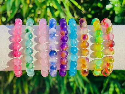 Bracelet en agate coloré pierre semi précieuse