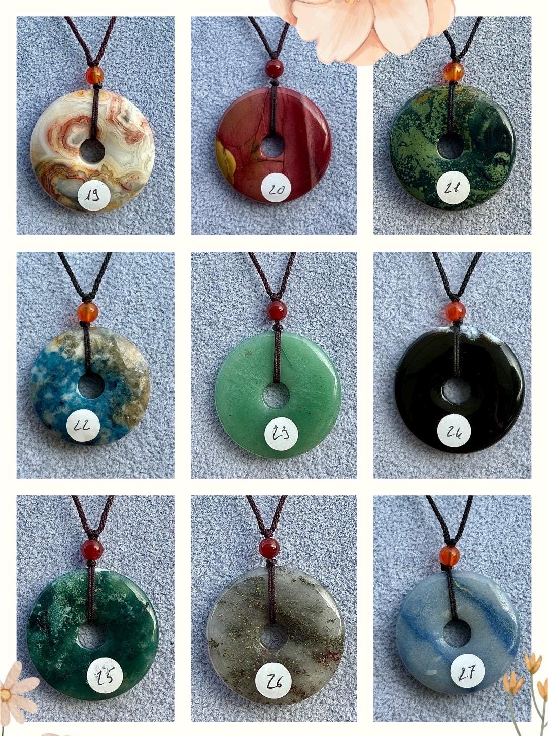 Pendentif donut en pierre naturelle