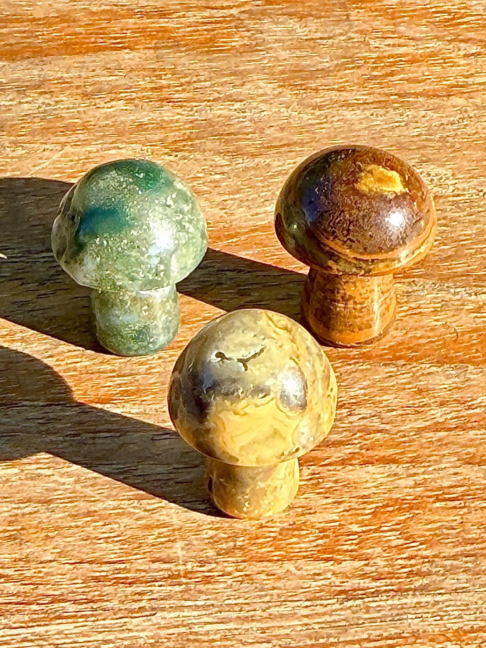3 minis champignons mystères en pierre semi précieuse